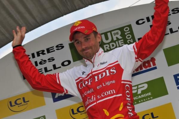 Tristan Valentin (Cofidis Le Credit En Ligne) makes his way onto the podium