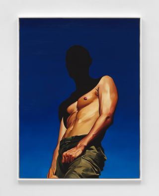 Painting of man half in shadow