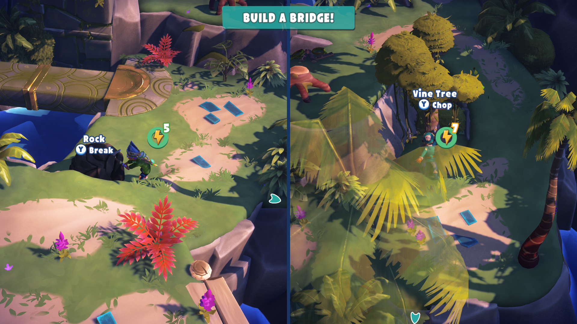 Building a bridge in co-op in Survival Kids