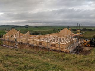 construction of a house in the countryside using structural insulated panels