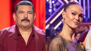 From L to R: Guillermo Rodriguez waiting for results on DWTS, Julia Stiles before dancing on DWTS.