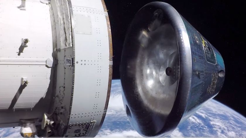 NASA's Artemis 2 Orion capsule separates from its service module shortly before reentering Earth's atmosphere on April 10, 2026.