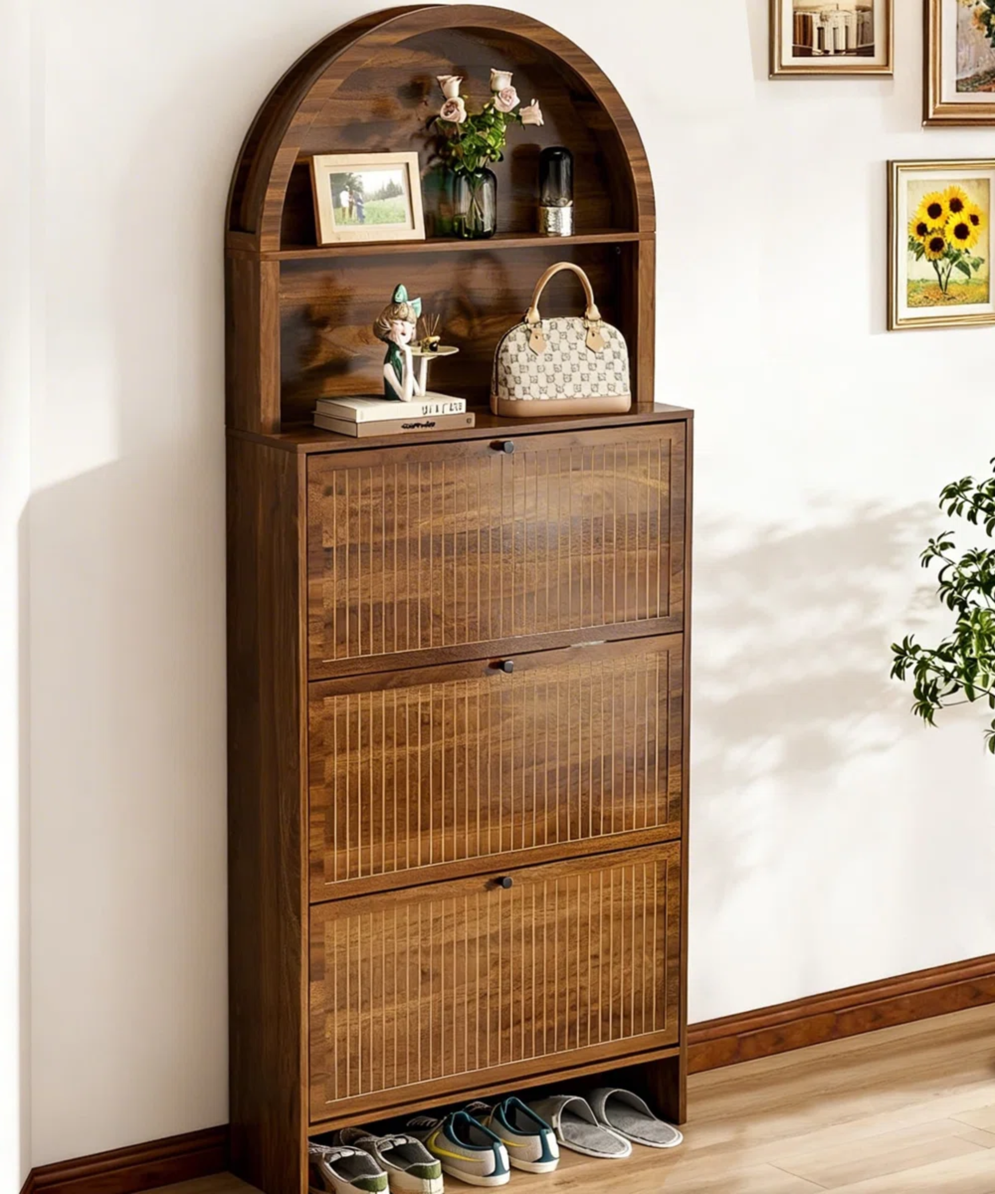an entryway storage cabinet
