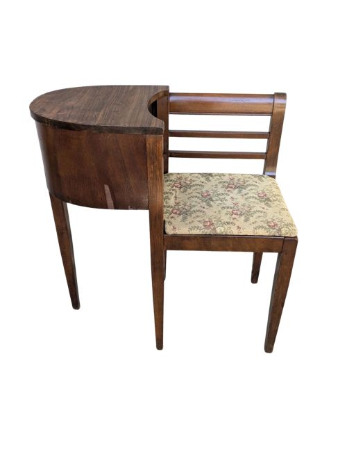 Vintage Art Deco Rustic Mahogany Wood Telephone Table Gossip Bench Chair