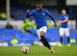 Ademola Lookman of Everton during a pre-season friendly match between Everton and Sevilla at Goodison Park on August 6, 2017 in Liverpool, England.