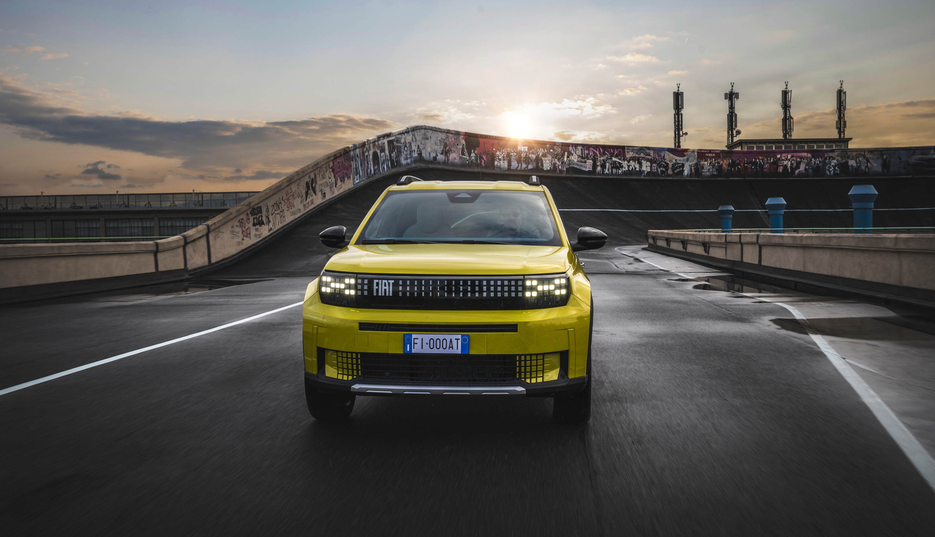 The Fiat Grande Panda made its debut on the famous rooftop track at Lingotto