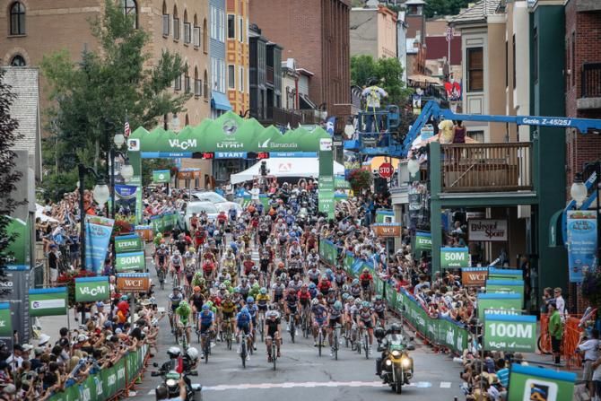 The race rolls out of Park City for stage 6.