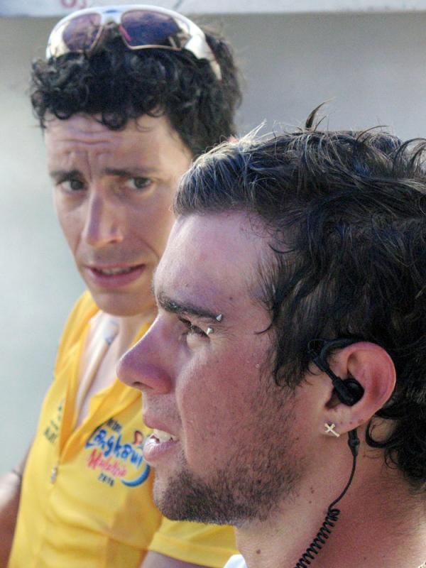 Race leader Tobias Erler looks at Michael Matthews