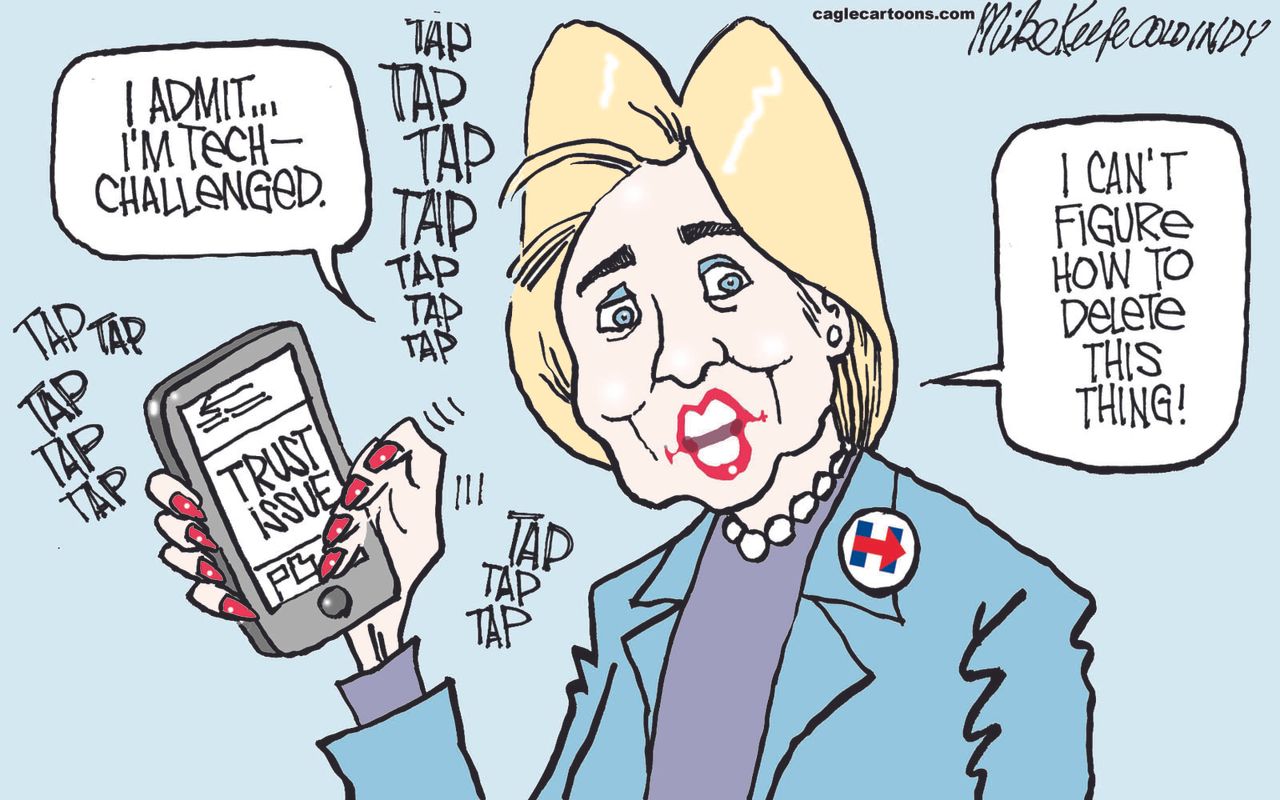 Political Cartoon U.S. Hillary Emails 2016