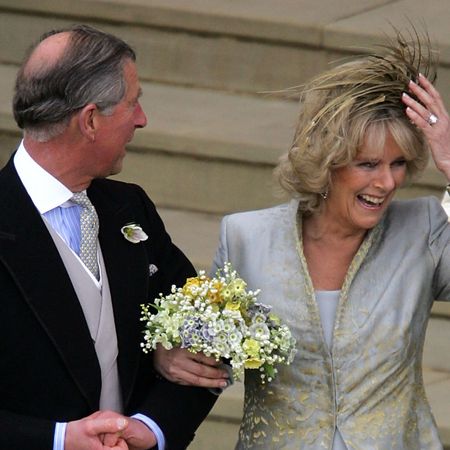 King Charles and Queen Camilla outside of their wedding venue in 2005