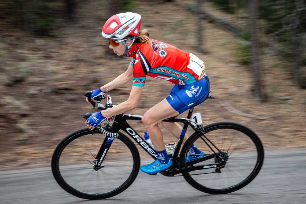 Katharine Hall (UnitedHealthcare Pro Cycling Team) descends during stage 5 of the Tour of The Gila