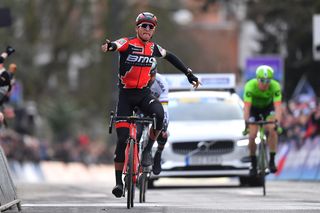 Greg Van Avermaet taking his second straight Omloop Het Nieuwsblad victory