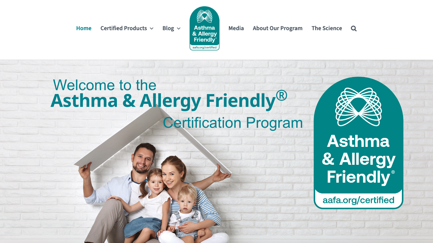 Screenshot of Asthma and Allergy Foundation of America (AAFA) website