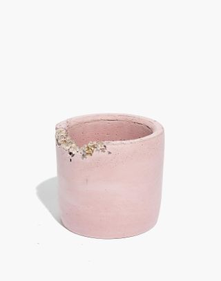 Awkward Auntie Crystal-Accented Cement Cylindrical Planter