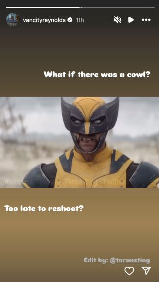 A fan edit of Wolverine's cowl on Jackman during an early scene in Deadpool & Wolverine.