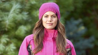 Jacket, Sleeve, Winter, Textile, Outerwear, Magenta, Pink, Purple, Beanie, People in nature,