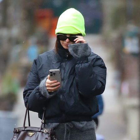 Emily Ratajkowski wearing a puffer in NYC