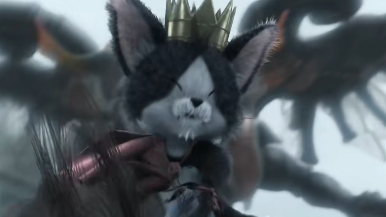 Cait-Sith riding Red XIII in Final Fantasy VII: Advent Children