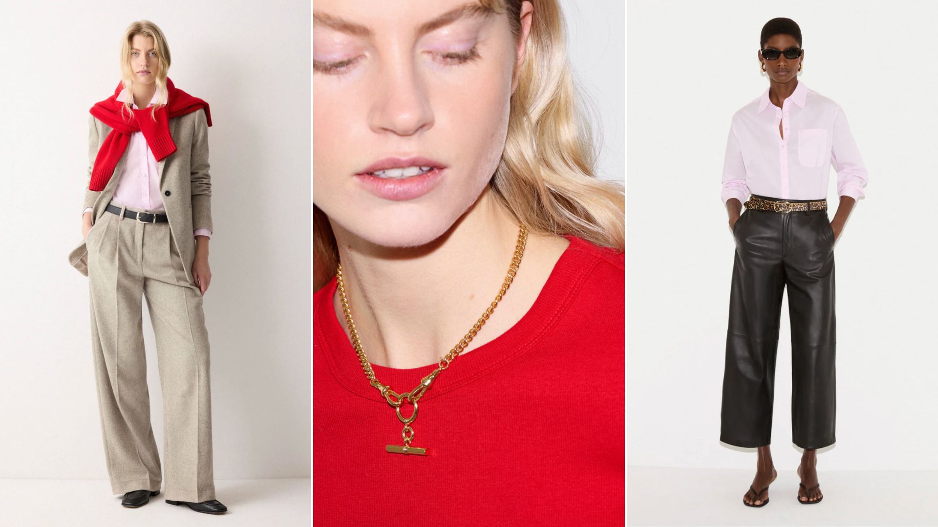 Three models wear different items from Jigsaw