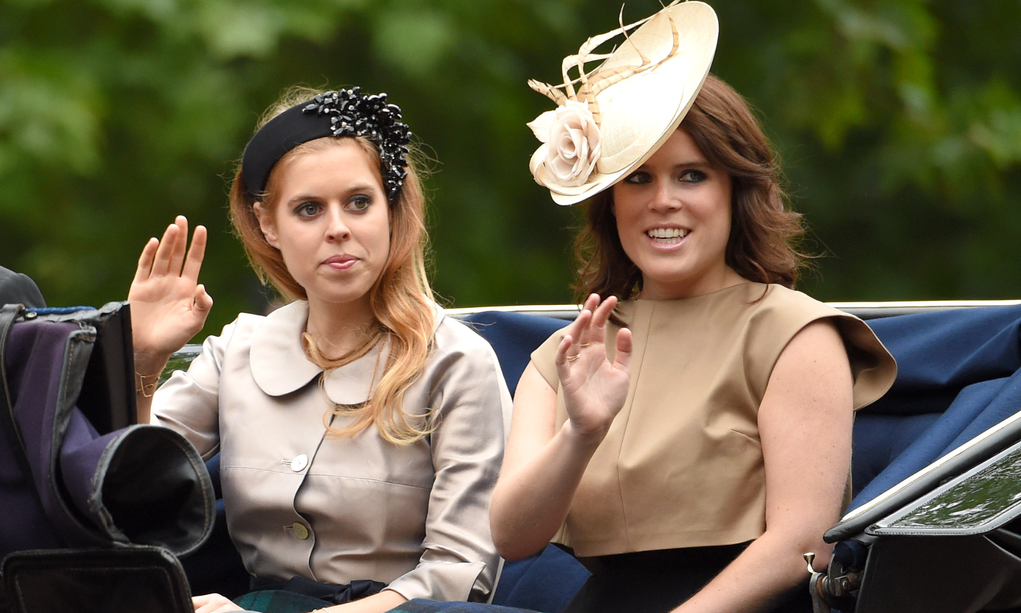  Princess Beatrice of York and Princess Eugenie of York attend the annual Trooping The Colour ceremony at Horse Guards Parade on June 13, 2015 in London, England