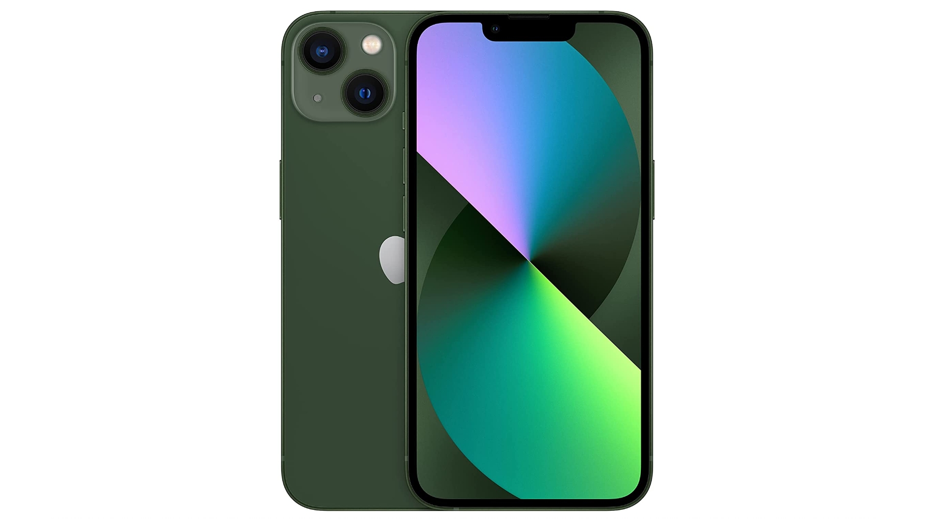 An iPhone 13 in green