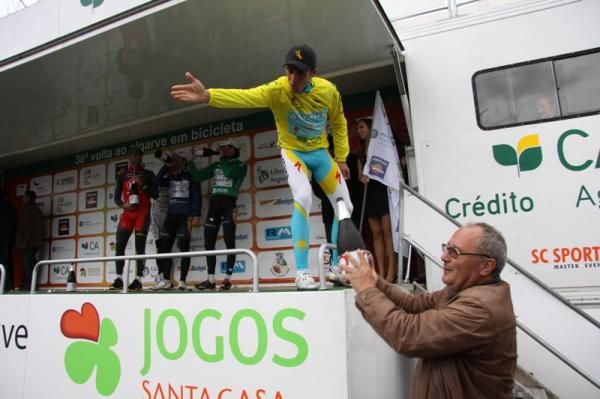Alberto Contador (Astana) on the podium