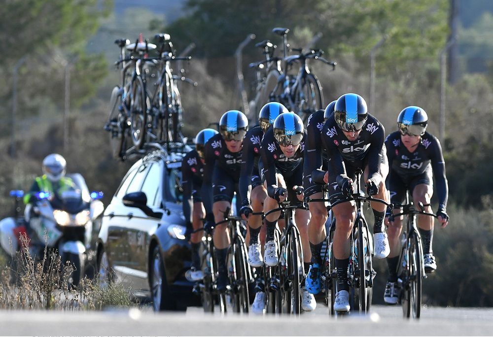 Team Sky on course for the opening time trial in Valencia