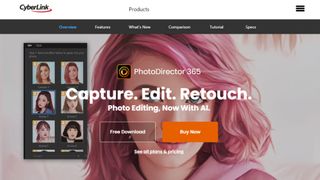 Website screenshot for CyberLink PhotoDirector 365