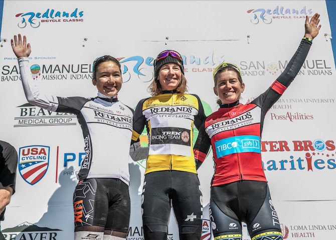 Amber Neben retained the leader's jersey and will wear ti again on stage 3 of the 2019 Redlands Bicycle Classic