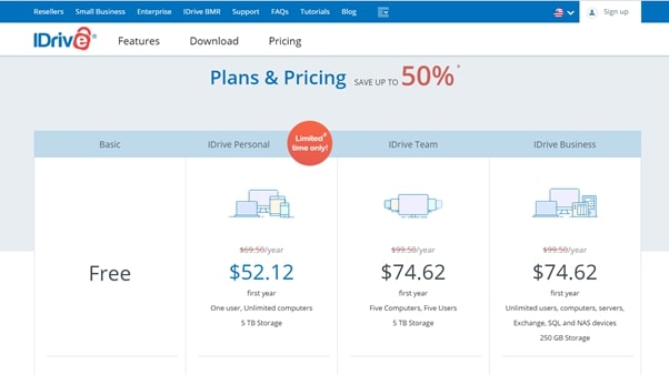 IDrive's pricing plans