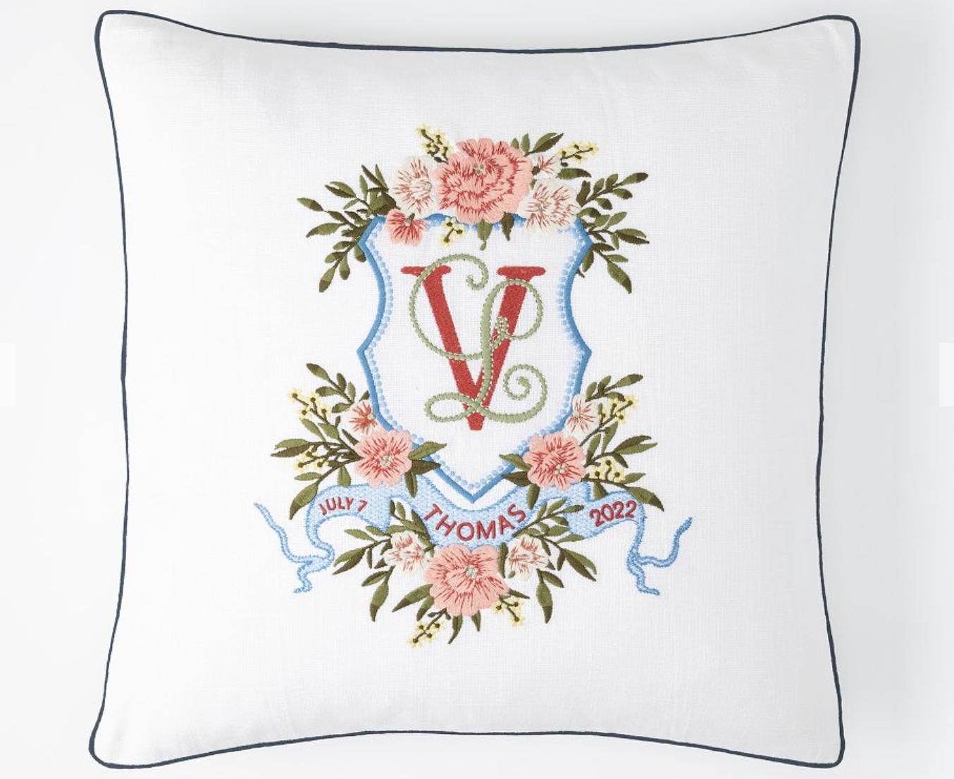 Mark &amp;amp; Graham Bespoke Embroidered Crest pillow cover