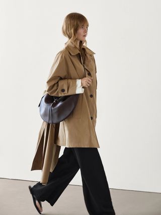 Massimo Dutti Cotton trench coat with scarf