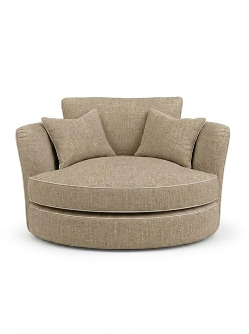 Arundel Neutral Fabric Swivel Snuggle Chair