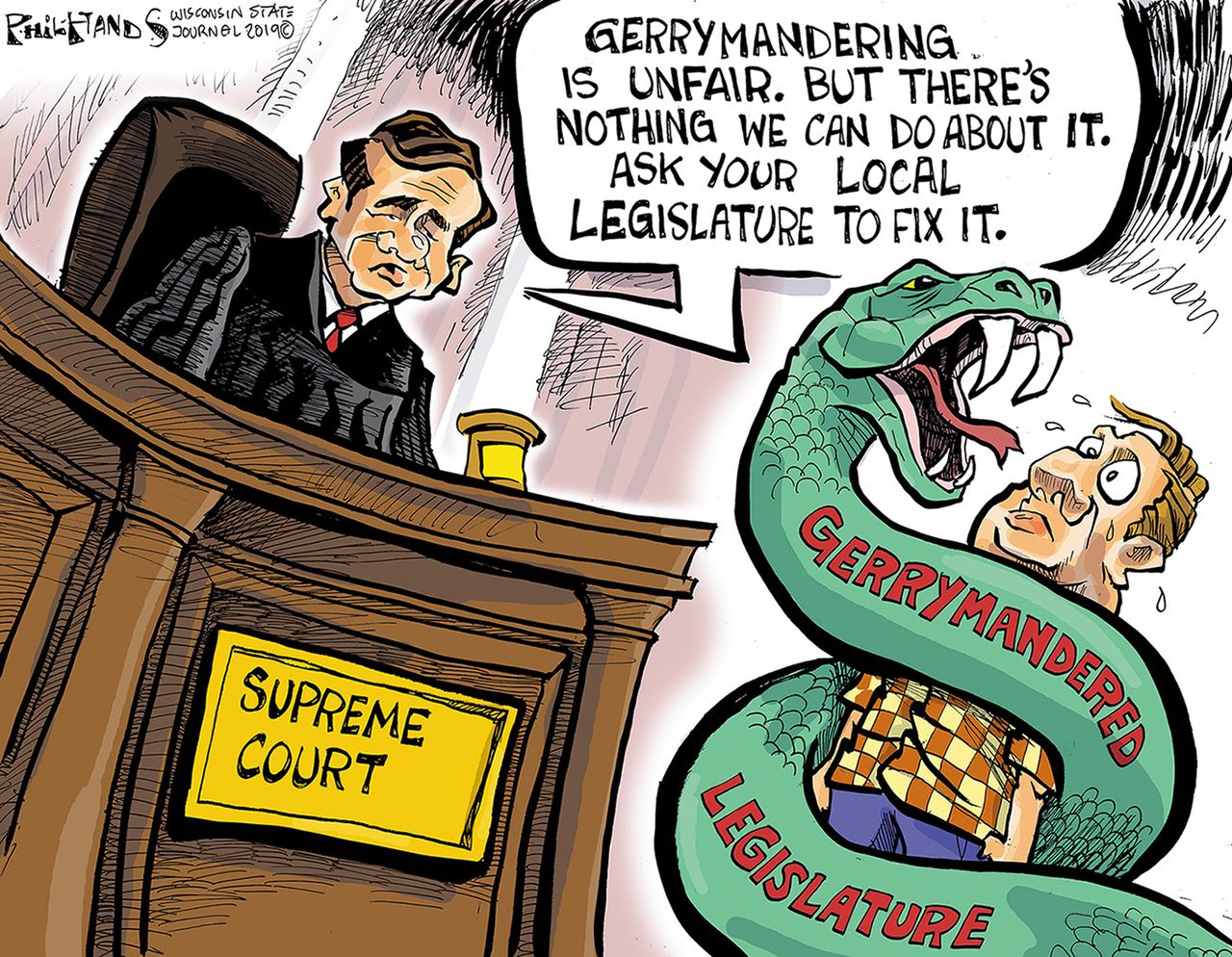 Political Cartoon U.S. Gerrymandering Supreme Court Snake Legislature