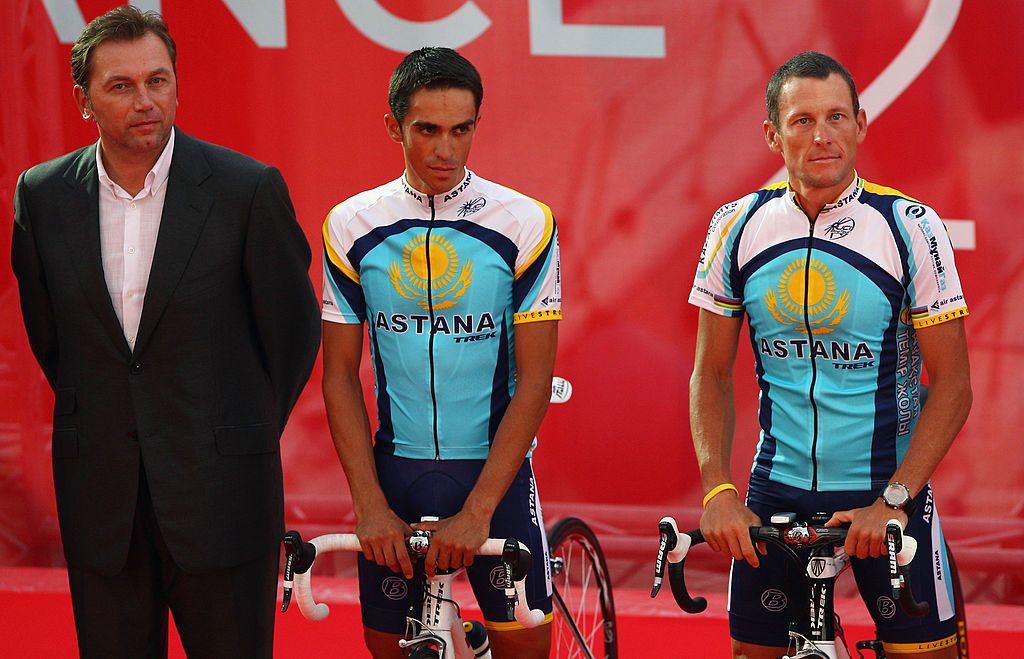 Johan Bruyneel, Alberto Contador and Lance Armstrong