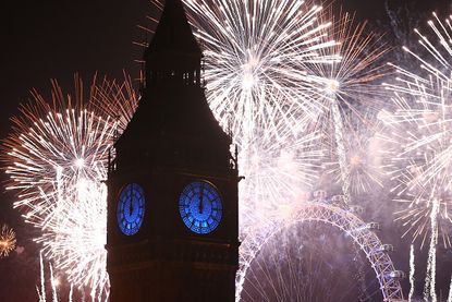 Fireworks in London at midnight on Jan. 1, 2016.