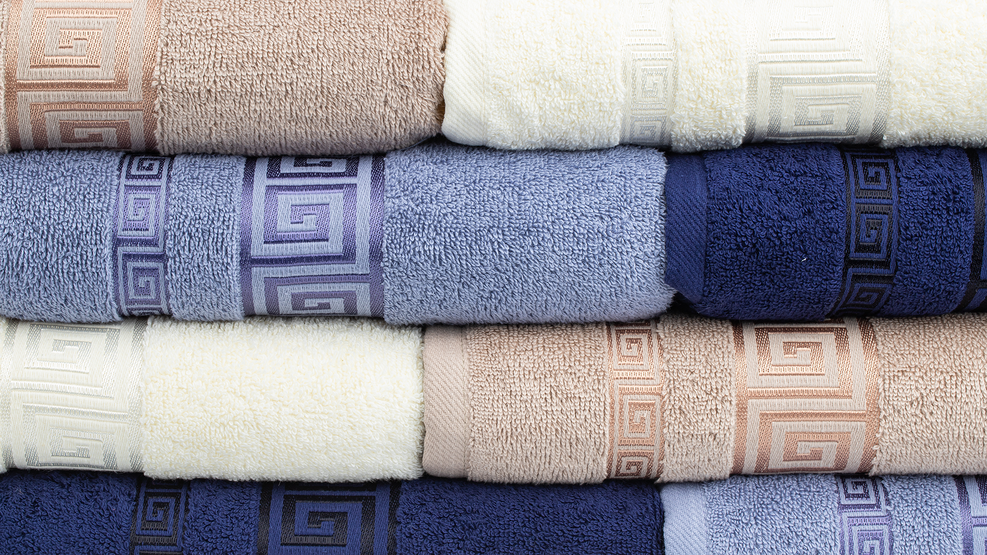 Dobby border on bath towels