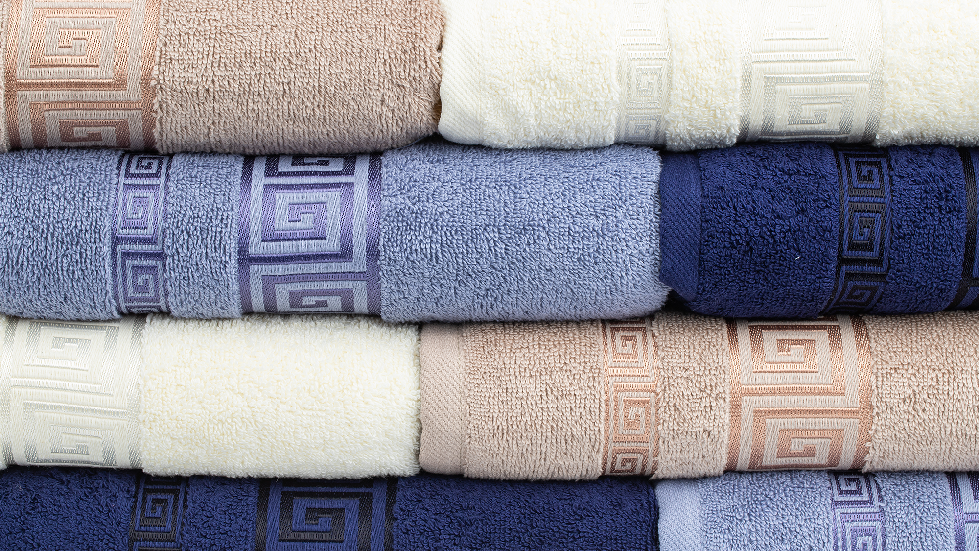 Dobby border on bath towels