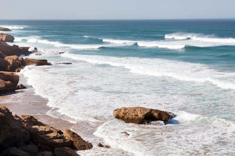 Big waves in a surfing beach, Tamri beach in Morocco, Africa. 