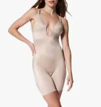 Spanx Suit Your Fancy Plunge Low Back Mid Thigh Bodysuit