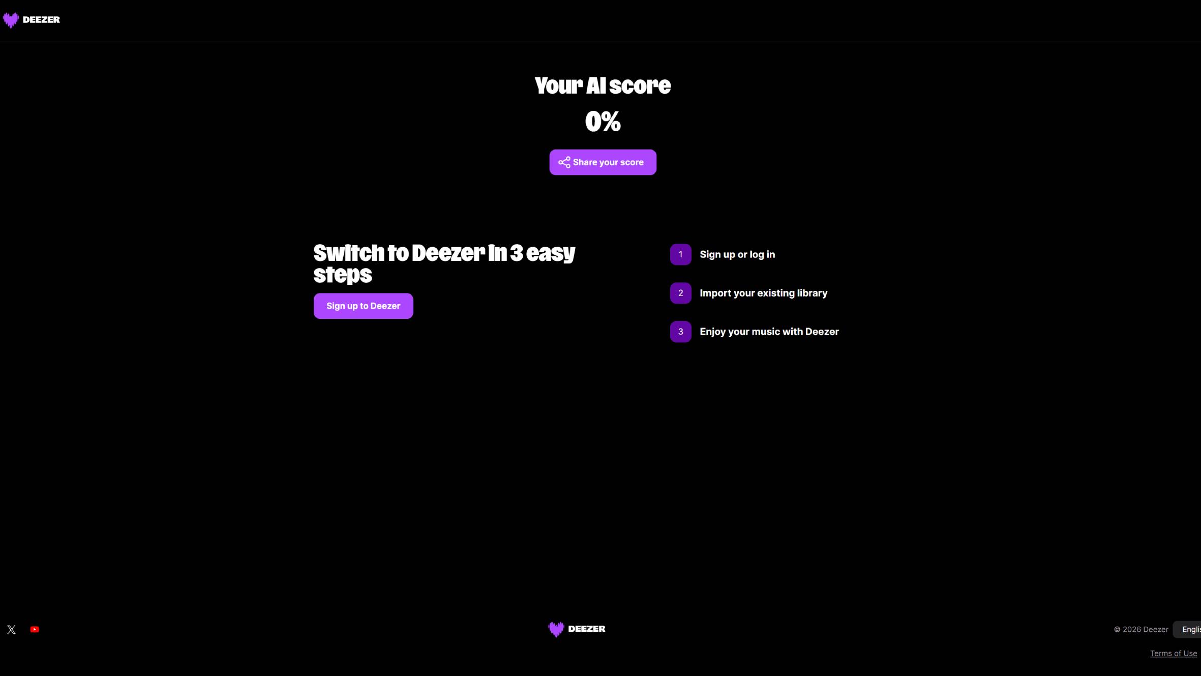 A screenshot from Deezer's AI music detector