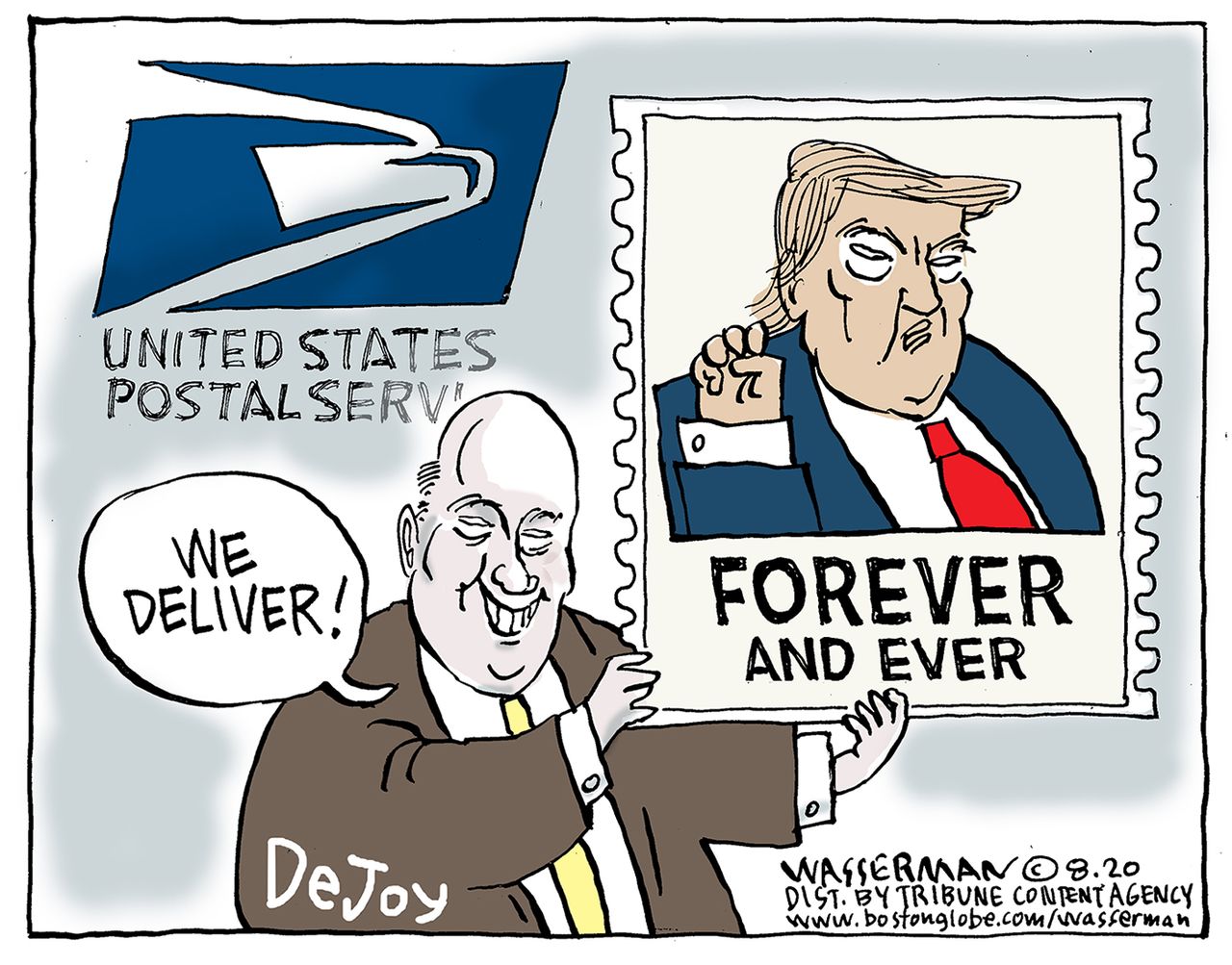 Political Cartoon U.S. Trump DeJoy USPS 2020 election