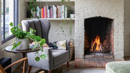 Painted cream fireplace