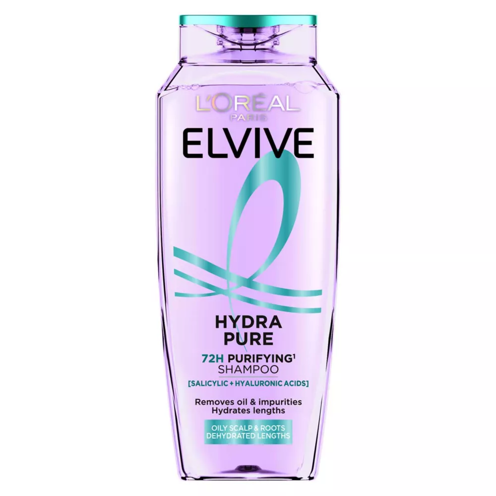 L&amp;rsquo;or&amp;eacute;al Paris Elvive Hydra Pure 72h Purifying Shampoo, for Oily Scalp &amp;amp; Dehydrated Lengths, 400ml