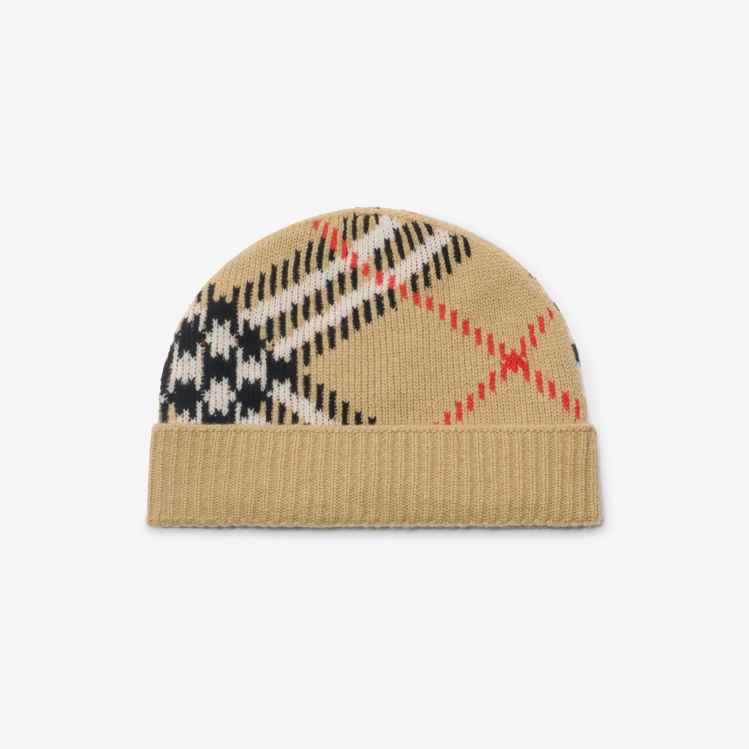 Burberry, Check Cashmere Blend Beanie in Sand Beige - Men | Burberry&amp;reg; Official