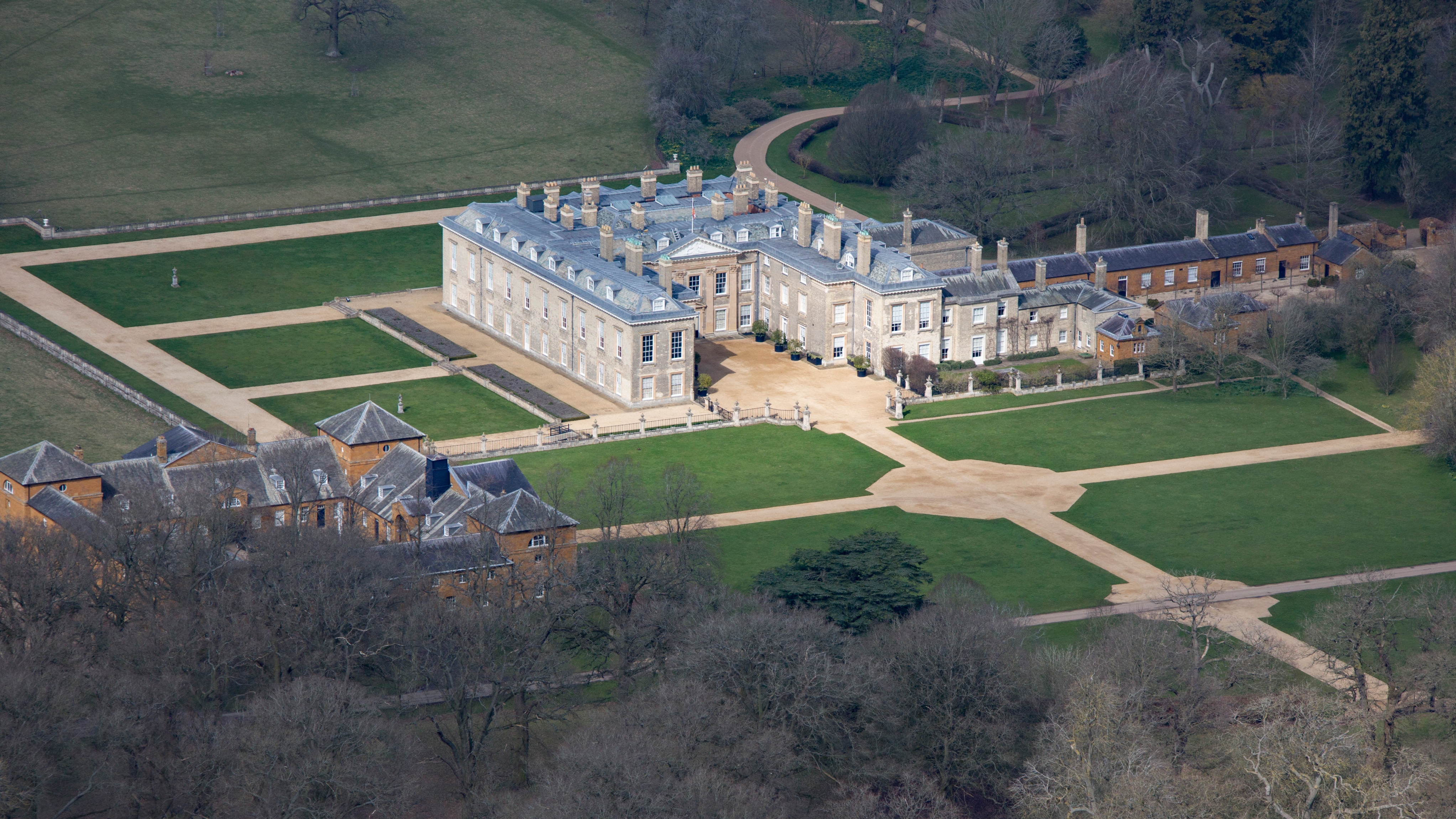 Aerial view of Althorp House and Estate
