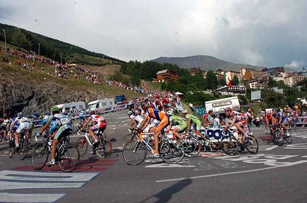Riders pass one of the 21 switchbacks