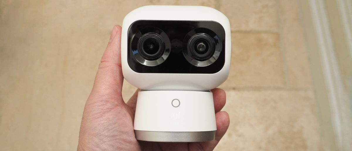 Eufy Indoor Cam S350 held in a hand