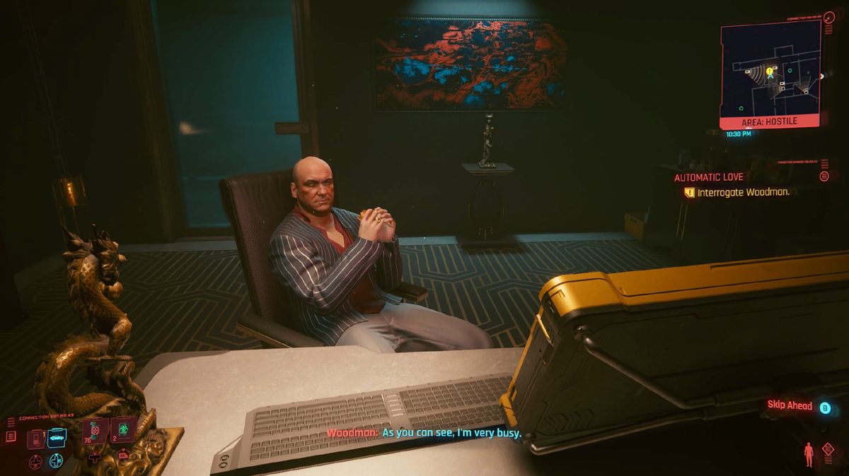 Cyberpunk 2077 woodman in his office