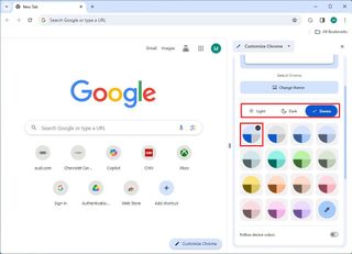 Chrome change color mode and scheme